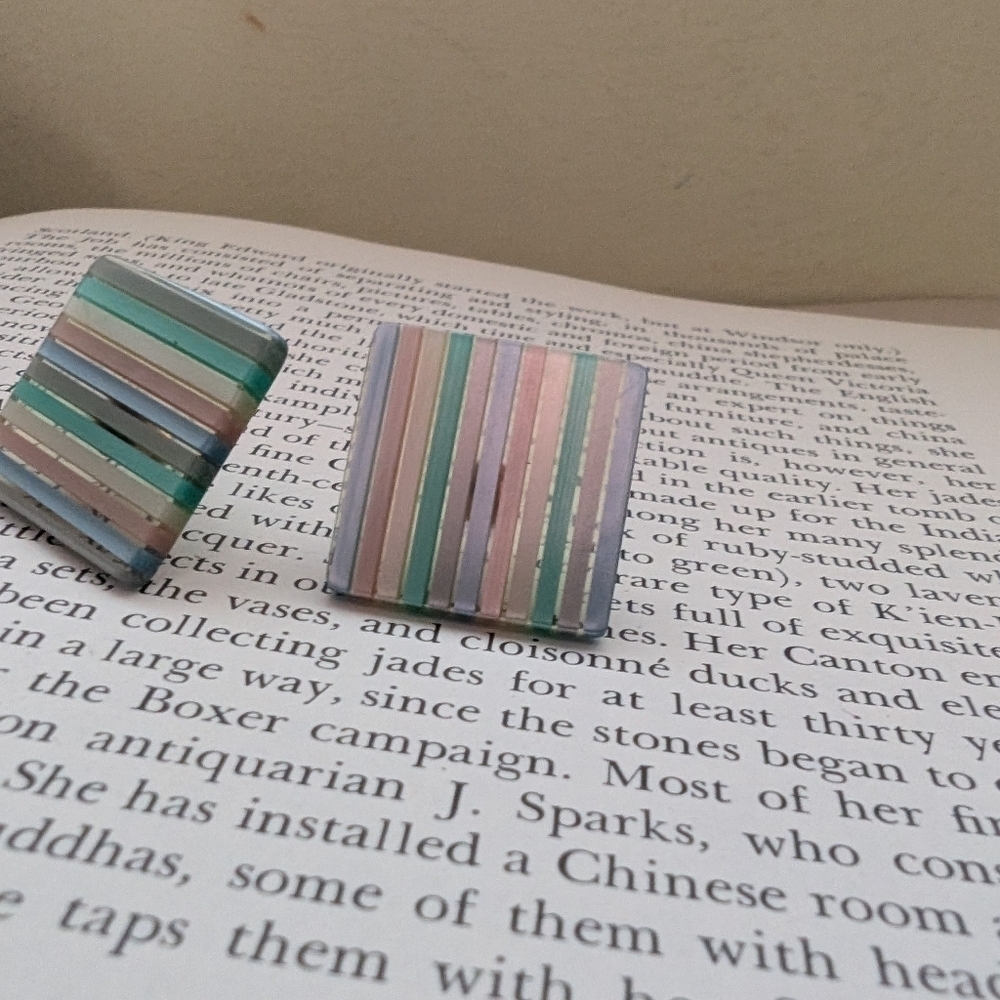 Striped Square Earrings